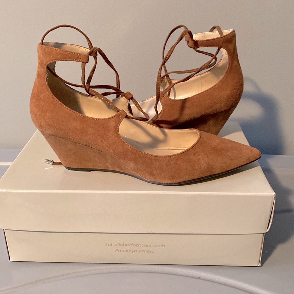 Marc Fisher low wedge heels with ankle ties